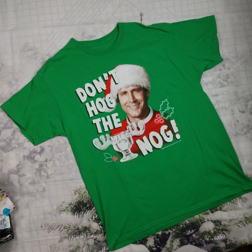Chevy Chase Christmas Vacation Eggnog Green T-shirt size Large